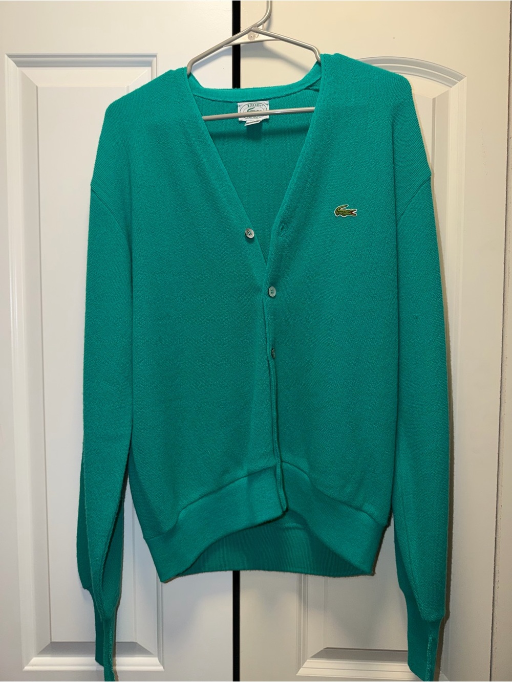Lacoste Teal V-Neck Button Cardigan
